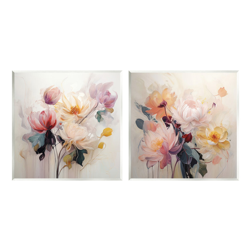 «Soft Blooms on Beige», ensemble de 2 plaques murales par Irena Orlov