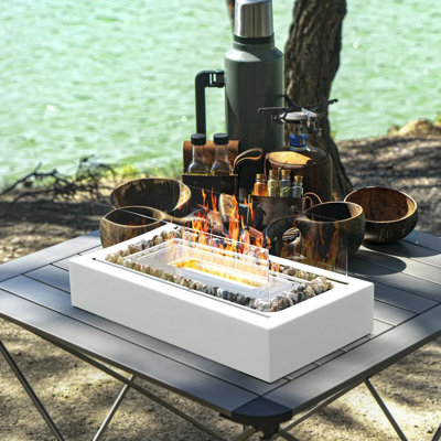 Portable Tabletop Fire Pit With Roasting Sticks - Indoor Outdoor Ethanol Fireplace For Christmas, Party, Wedding, Patio, Backyard, Balcony Decor