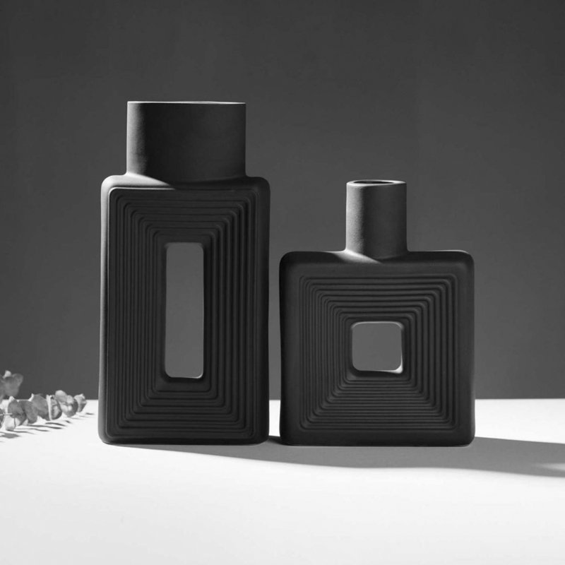 Ensemble de 2 vases de table en céramique Joselyn, Noir