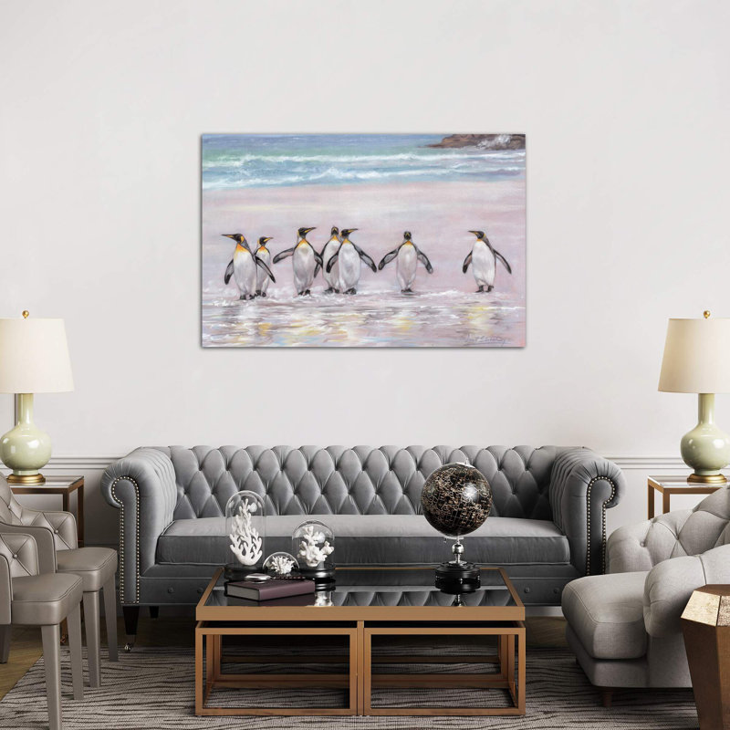 7 Penguins - Wrapped Canvas Painting, 152.5 cm H x 101.5 cm W