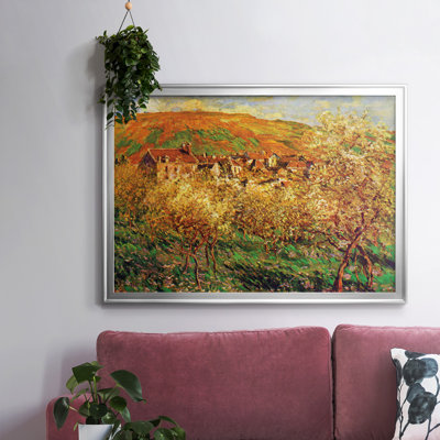 «Blooming Apple Trees», reproduction encadrée sur toile par Claude Monet