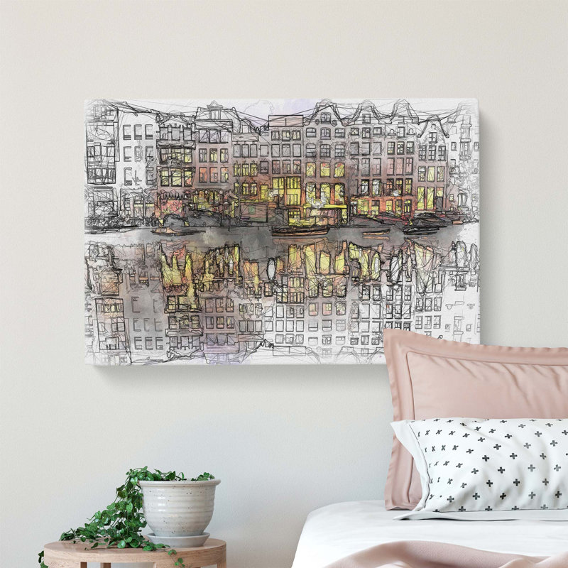 Amsterdam At Night - Wrapped Canvas Print, 50.8 cm H x 35.6 cm W