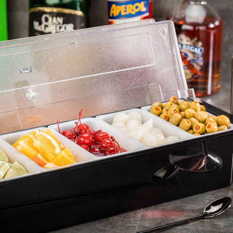 Bar Garnish Tray in Stainless Steel - 6 Compartments