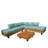 Ensemble de canapé modulaire 4 pièces en teck avec coussins et table basse-1144028596