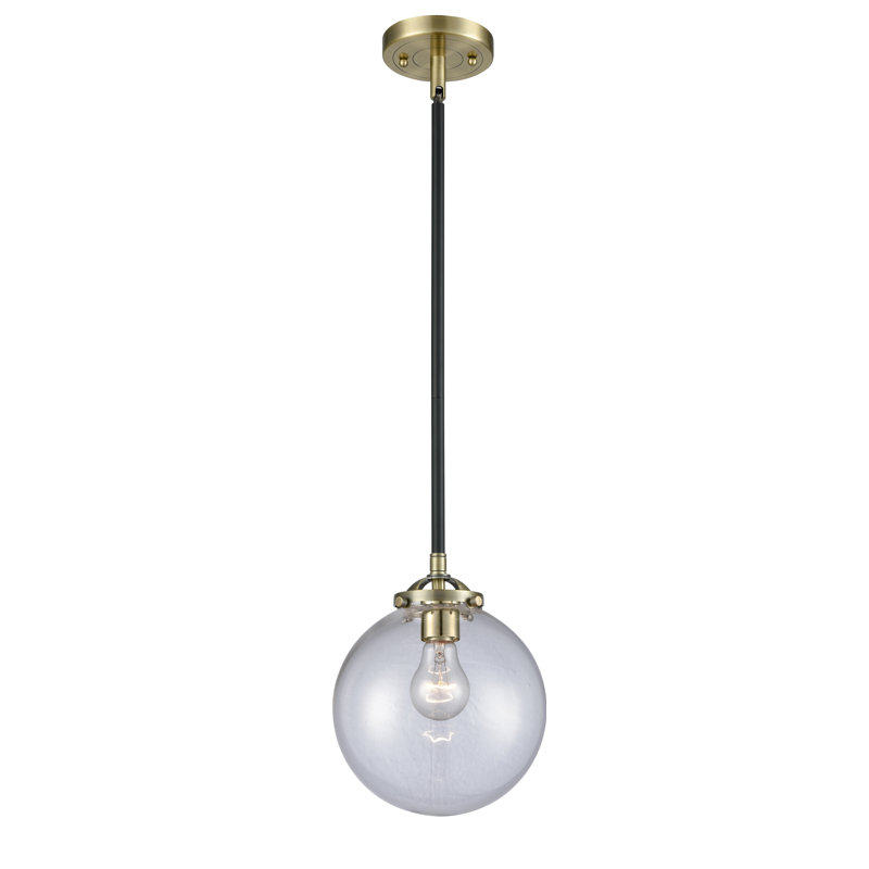 Luminaire suspendu sphère 1 lumière Zarmayr, Transparent, Ampoule non incluse, Laiton antique noir