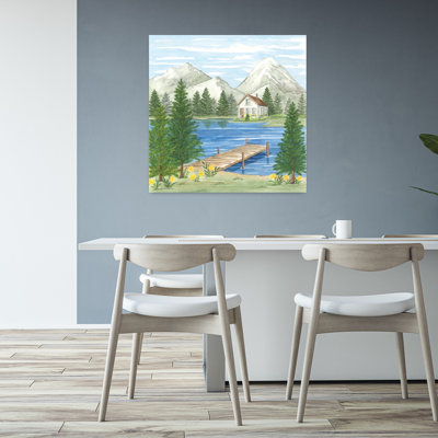 Quai au lac, paysage abstrait, art d'été