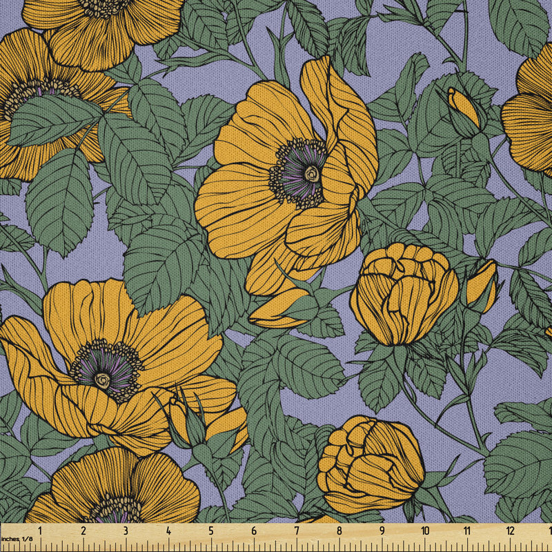 Dakita Art Nouveau Inspired Tender Entangled Leaves And Flowers Fabric