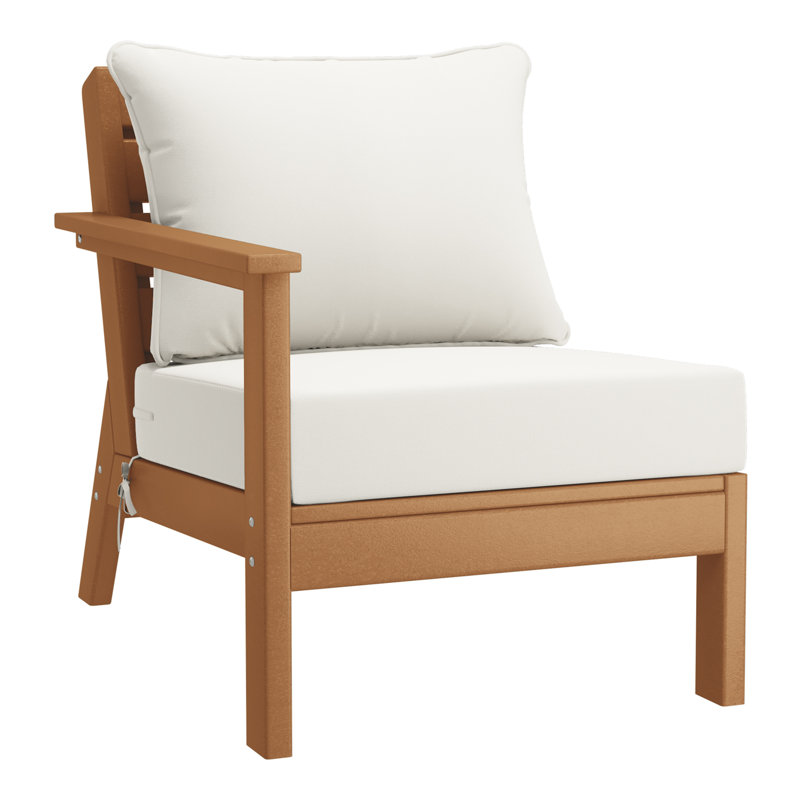 Chaise avec accoudoirs profonds à gauche avec coussins, Teak, Blanc