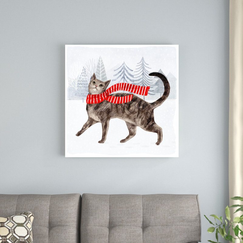 «Christmas Cats & Dogs I» par Victoria Borges - impression sur toile tendue, H 30 po x l 30 po