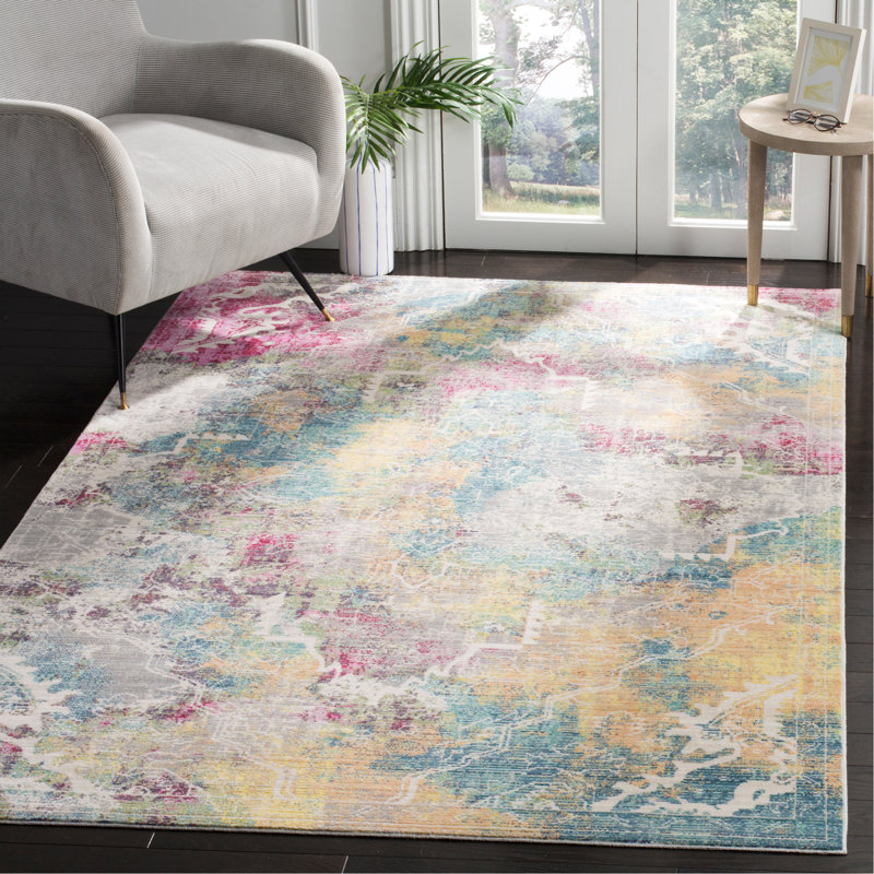 Tapis camouflage rouge / jaune Millersburg, Rectangle 5 pi x 8 pi
