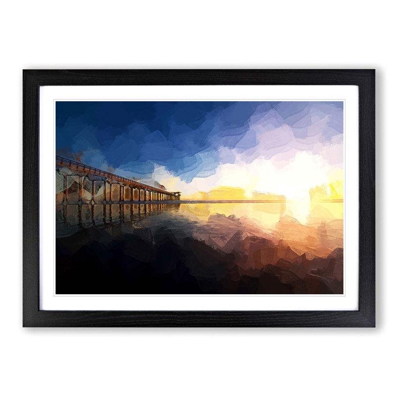 Pier in San Diego - Picture Frame Graphic Art Print, Black Framed, 27cm H x 36cm W x 2cm D