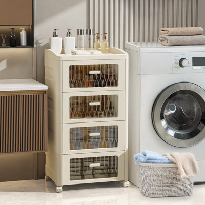 4 Drawer Storage Drawer with Locking Wheels