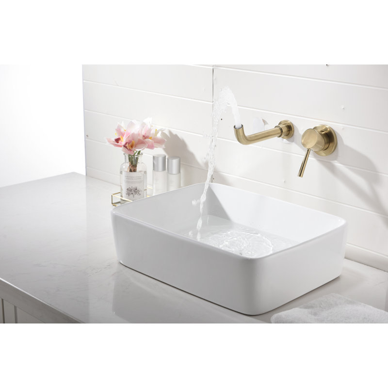 Robinet de lavabo de salle de bain mural, levier simple, avec bonde escamotable (sans trop-plein) | Idée de cadeau