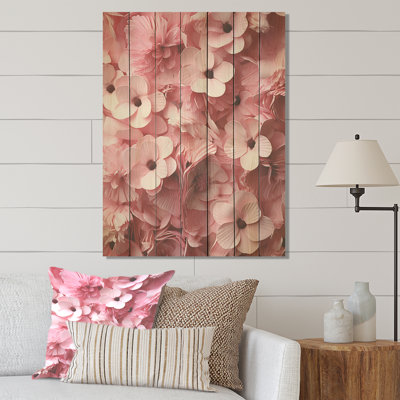 Pink Cherry Orchard Tree In Bloom III - Cherry On Wood Print