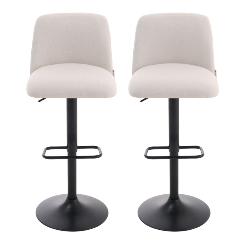 Dellaquila Upholstered Adjustable Height Bar Stool, White