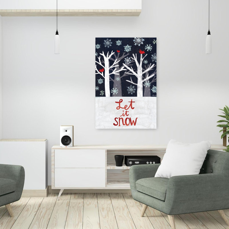 «Let It Snow», art contemporain de paysage d'hiver abstrait, H 36 po x l 24 po
