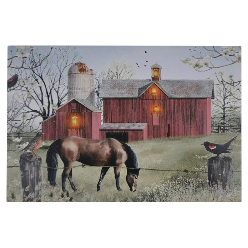 Horse on Farm LED Enhanced Canvas Print