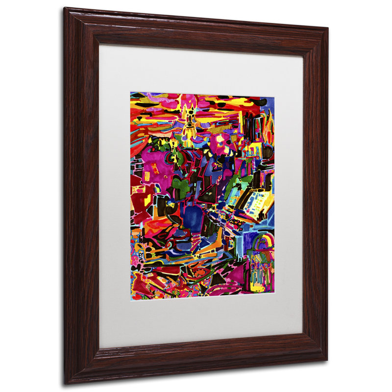 «Fire in the Arcade», reproduction d'impression encadrée, H 14 po x l 11 po x P 0,5 po, Blanc, Cadre brun