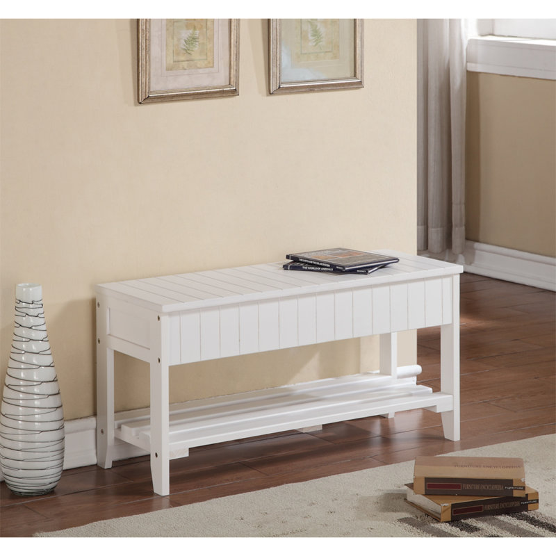 Quality Solid Wood Shoe Bench With Storage, White