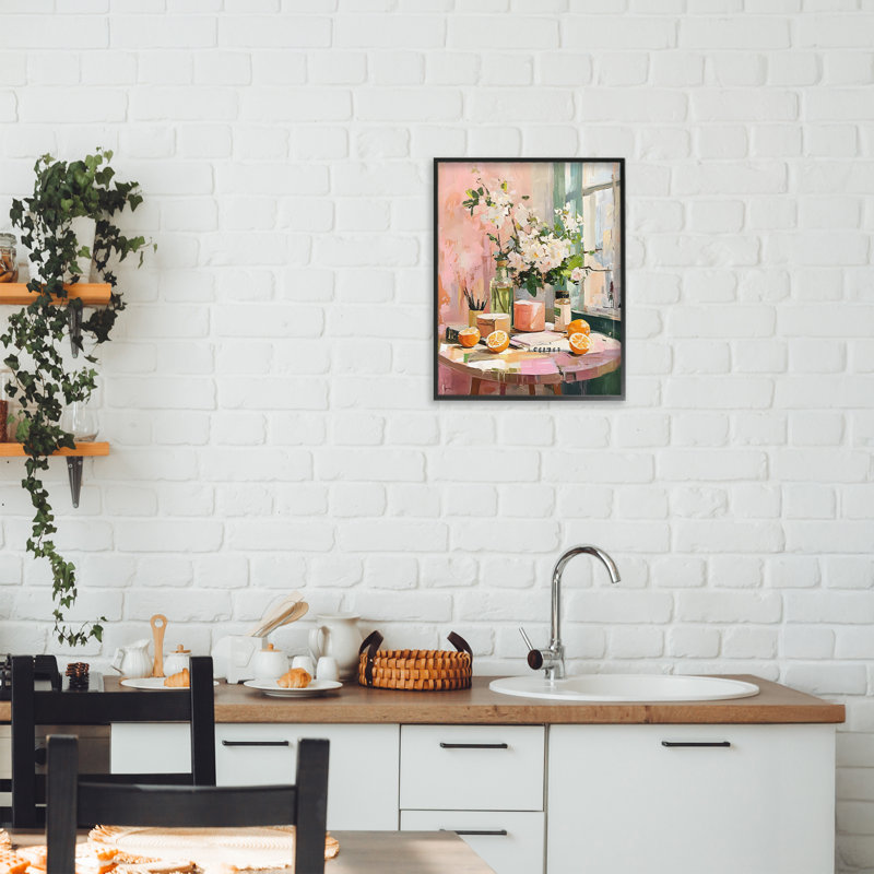 Table à déjeuner Citrus, giclée, design par LSR Creative Studio, H 14 po x l 11 po, Giclée encadrée noir minuit