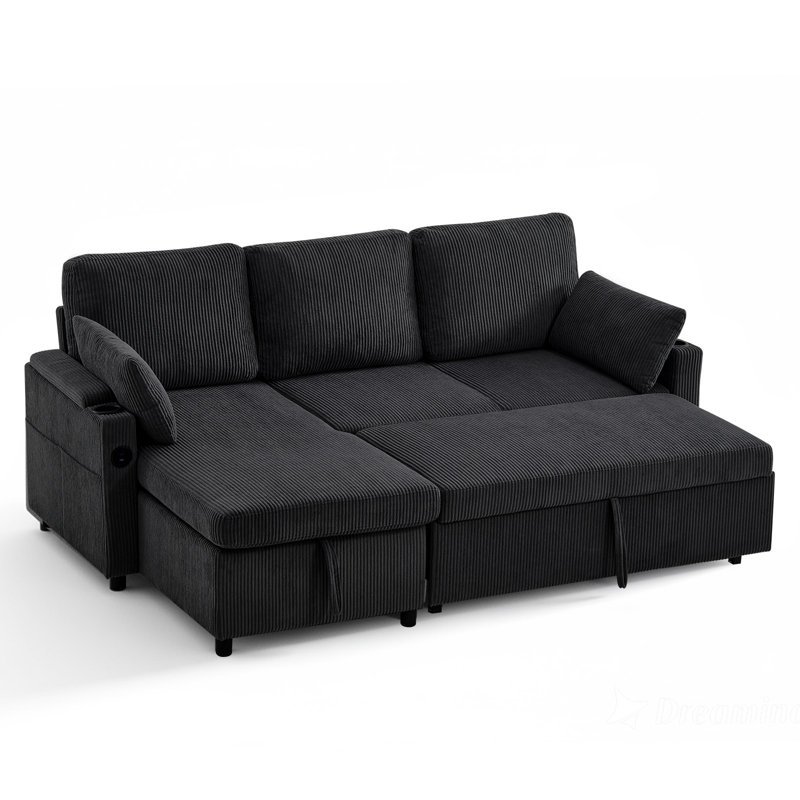Corduroy Sofa & Chaise, Blue