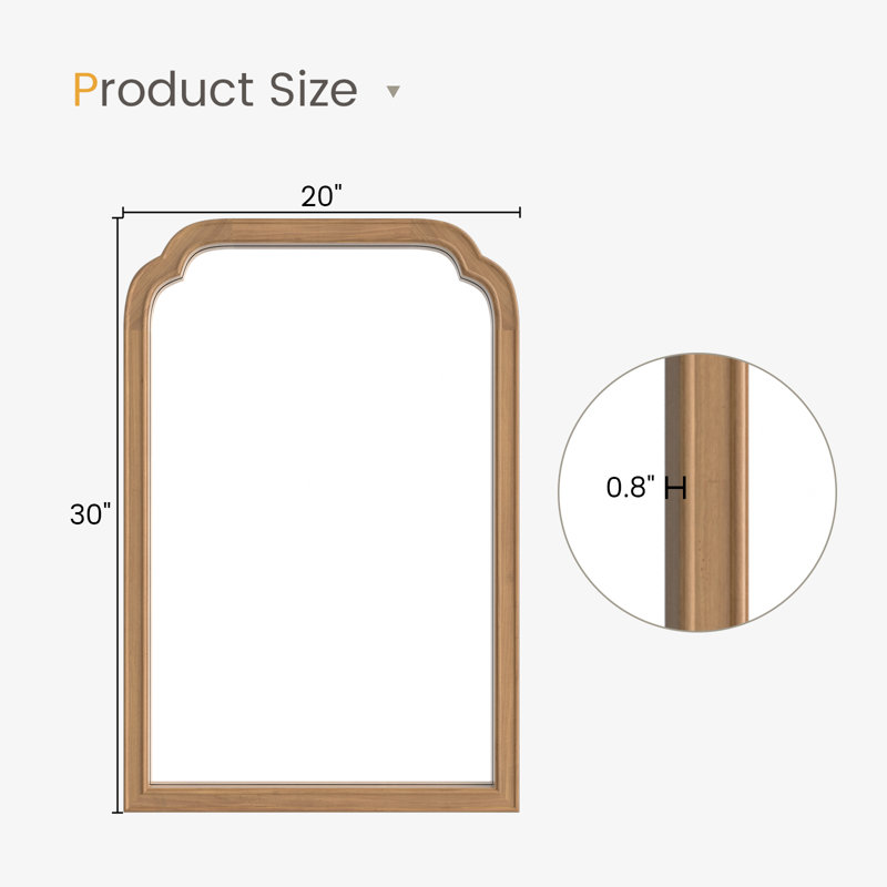 Solid Wood Wall Mirror for Bathroom or Bedroom, 30" x 20", Deep Honey