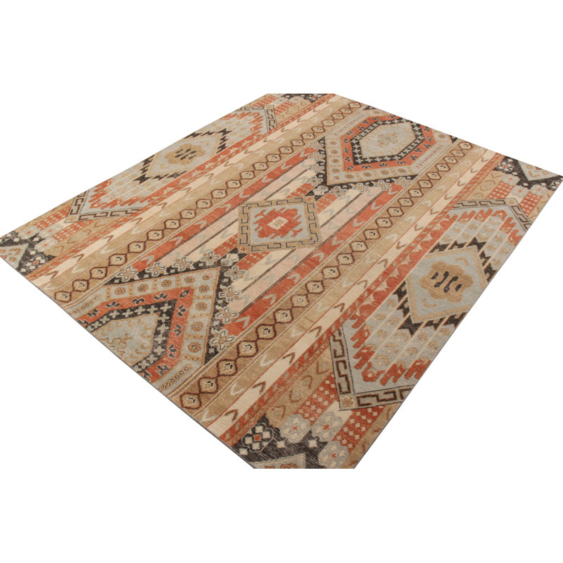 Distressed Homage Hand Knotted Wool Geometric Area Rug, Rectangle 12' x 16'