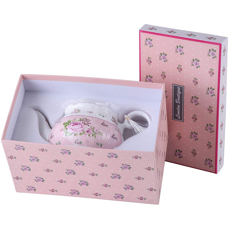Lily Manor Alfaro 1.2ml Stovetop Safe Floral Teapot, Pink