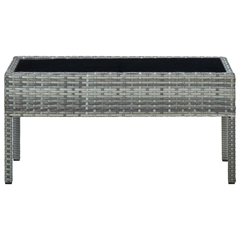 Eliphaz Rectangular Wicker Outdoor Coffee Table , 75cm cm W 40cm cm D, Black/Grey