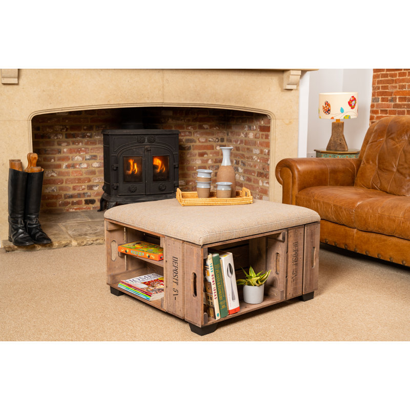 Krugerville 82cm Wide Square Tartan Ottoman with Storage