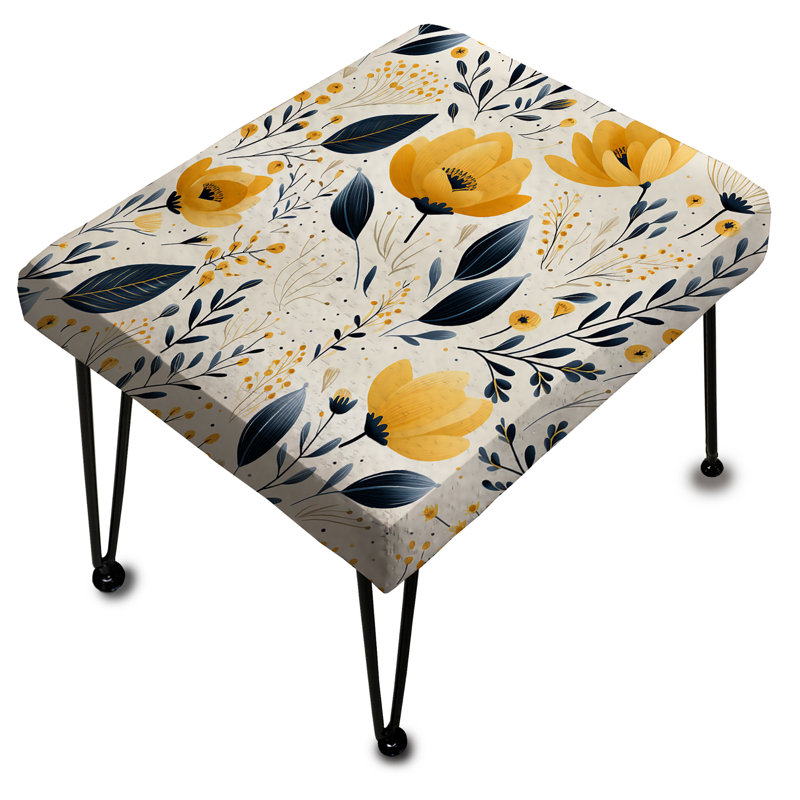 Motif floral jaune bohémien - repose-pieds rectangulaire floral