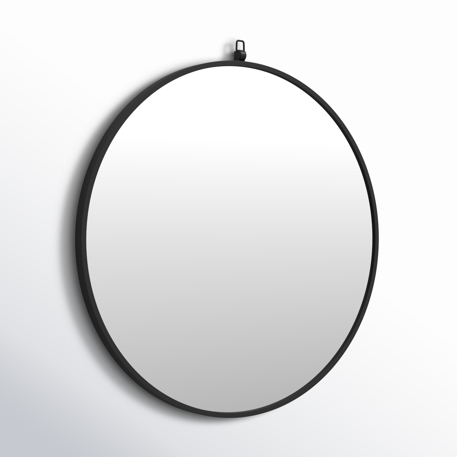 Cassie Metal/Manufactured Wood Round Wall Mirror, 24" x 24", Black