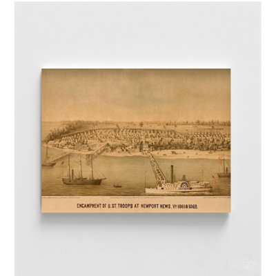 «Campement de troupes fédérales américaines à Newport News 1861», affiche historique, art mural américain, idée cadeau historique, cadeau militaire américain