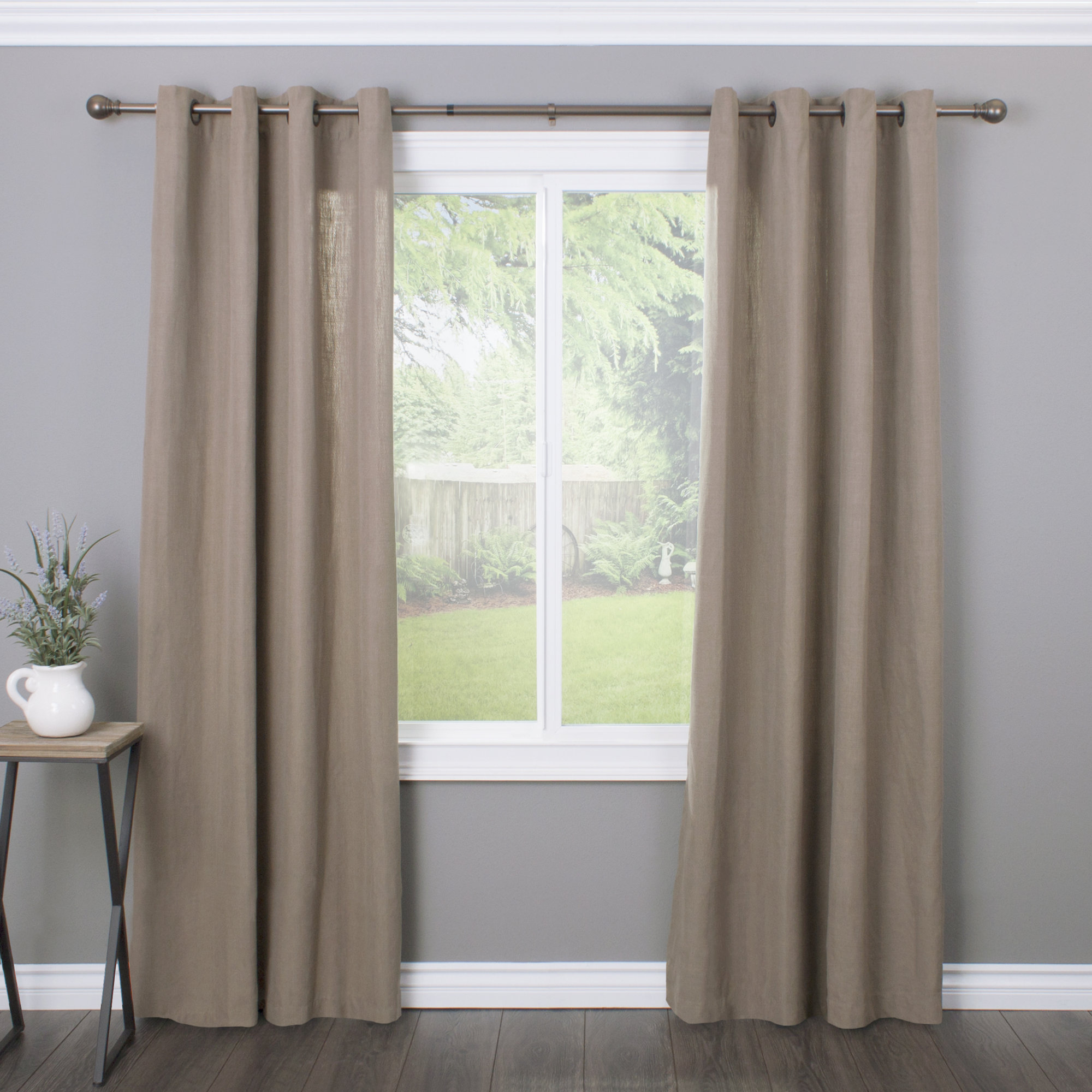 Inman Plastic Adjustable Single Curtain Rod, 2.9" H x 36" - 72" W x 3.25" D, Bronze