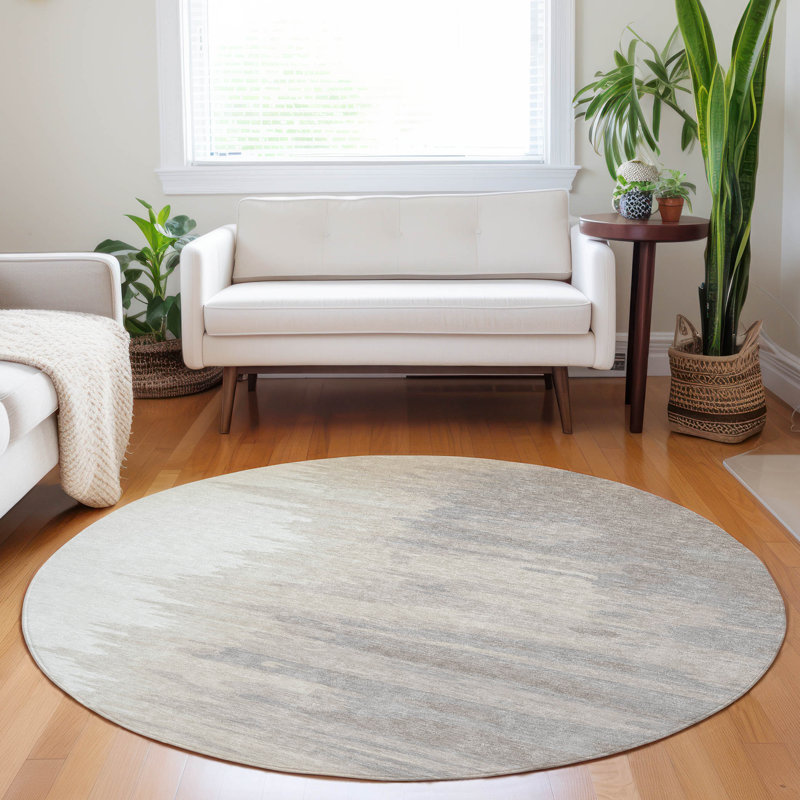 Meleya Ivory Washable Indoor-Outdoor Rug - , 8' x 8'