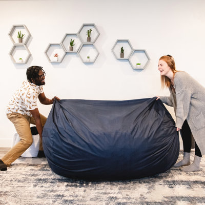 Big Joe Fuf Giant Foam Bean Bag Chair, Oversized Couch with Removable Cover for Kids, Teens, Adults, Cobalt Lenox, Durable Woven Polyester