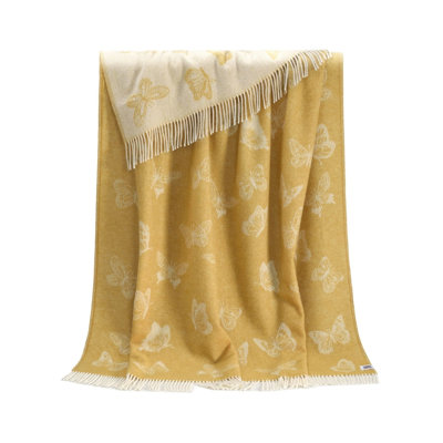 Yellow Butterfly Recycled Merino Wool Throw