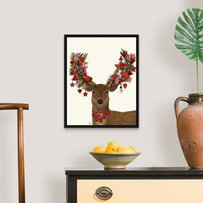 " Deer, Homespun Wreath " Painting Print