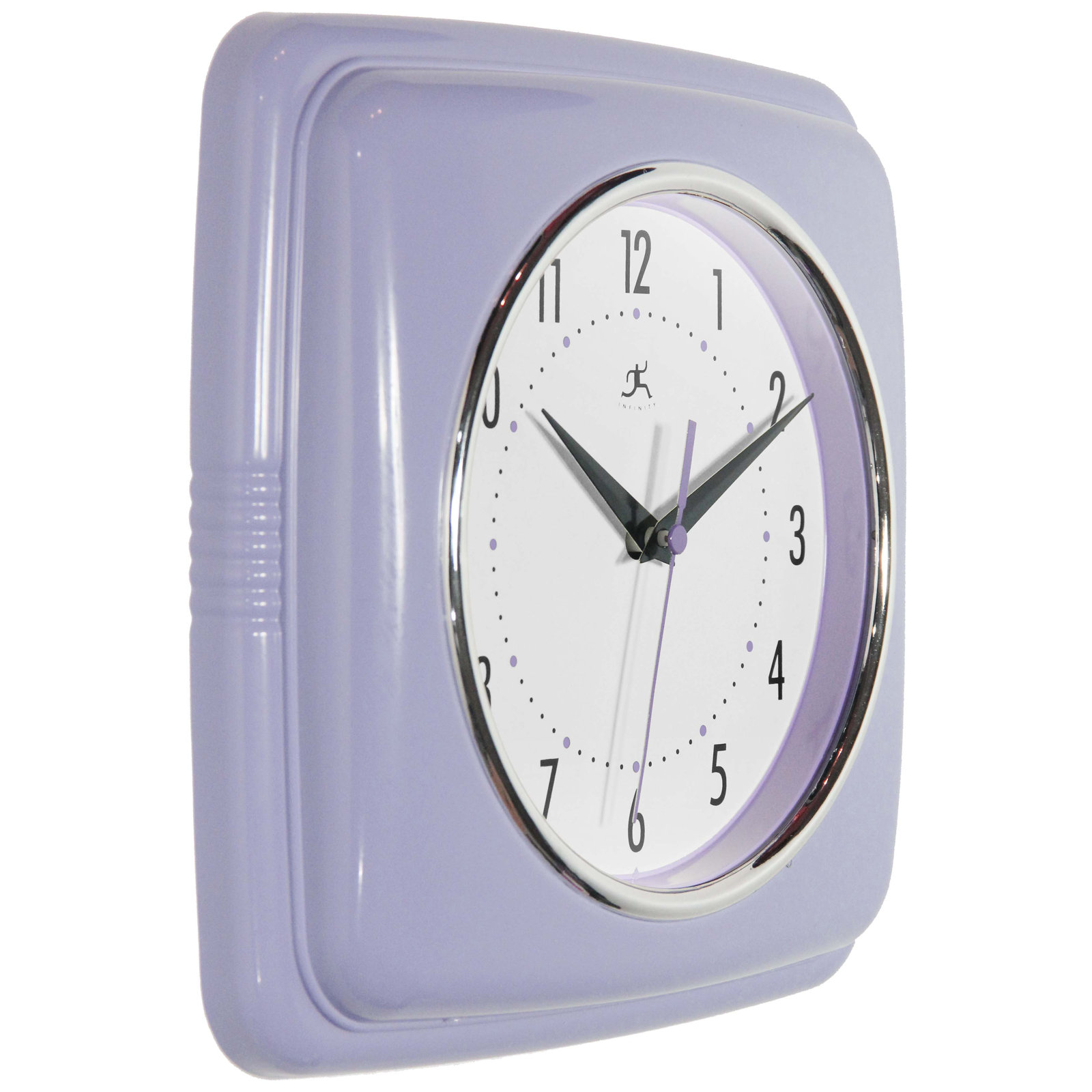 Orrwell Square Plastic Wall Clock 9.25 Inches, Lilac