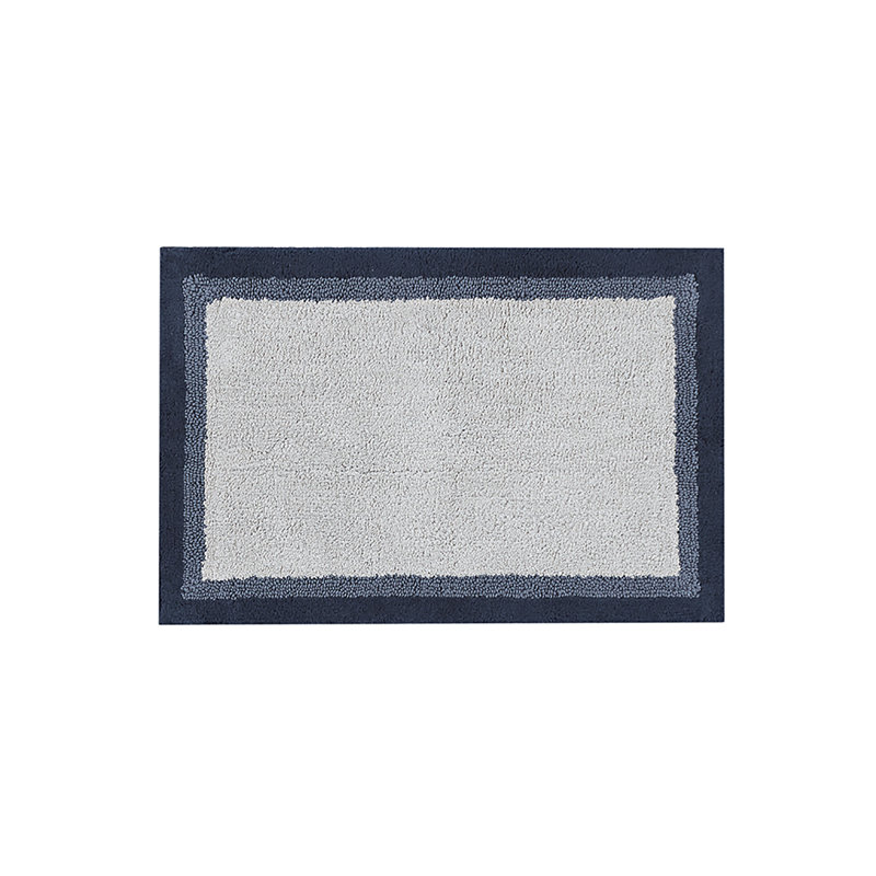 Amherst Navy 100% Cotton Rectangle Tufted 20x30'' Bath Rug, 20" W x 30" L, Navy