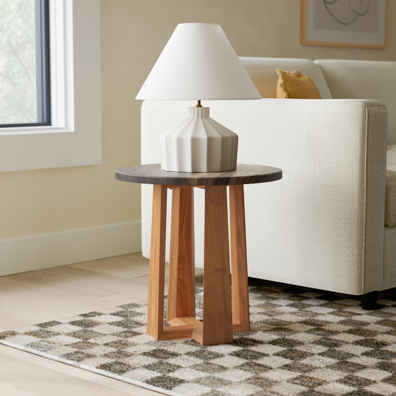 Baudelaire Marble Top End Table, Natural, Brown