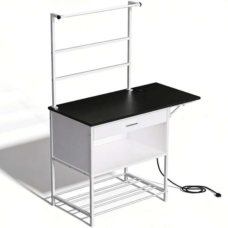 3D Printer Stand with Charging Station, 2AC+2USB Power Hub & 4-Tier Storage - Heavy-Duty Fixed Station with Filament Organization for Workshop/Office