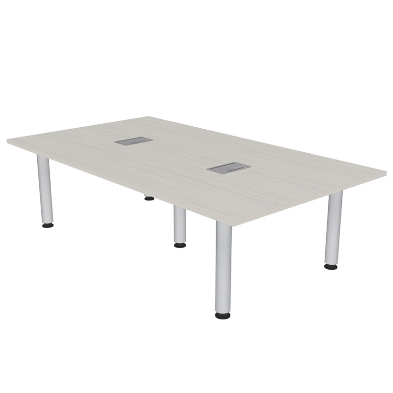 Table de réunion rectangulaire avec pieds électriques et électriques, Argent, L 84 po x l 48 po, Brouillard gris