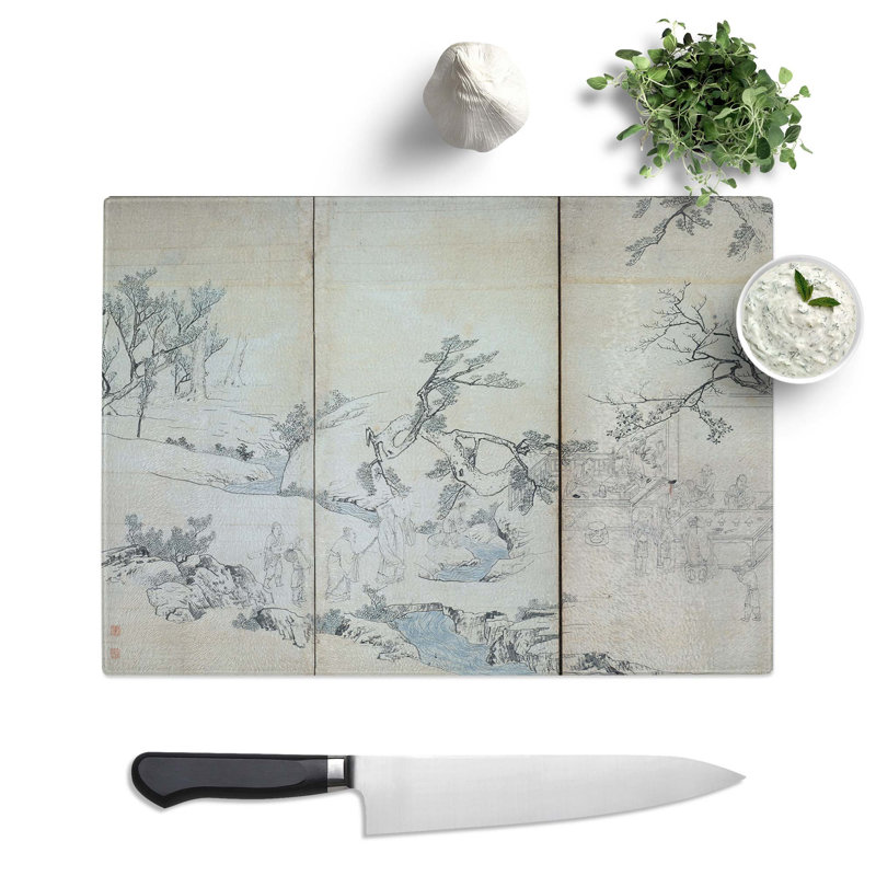 Tempered Glass Gathering in the Orchid Pavilion by Maruyama Okyo Chopping Board, 28.5 cm x 20 cm