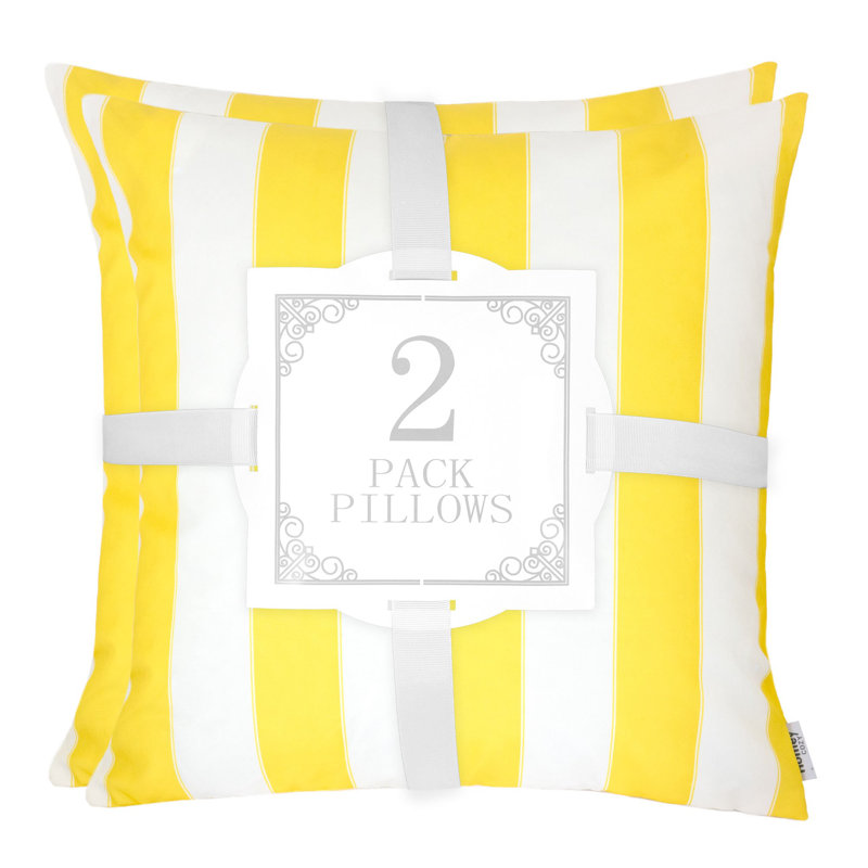 Striped Outdoor Reversible Throw Pillow, Yellow, 20" x 20"