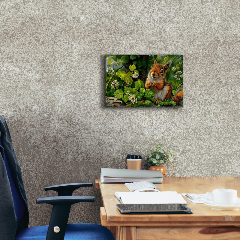 Toile épique «Squirrel Parmi Les Feuilles» par Momart, H 12 po x l 18 po x P 0,75 po
