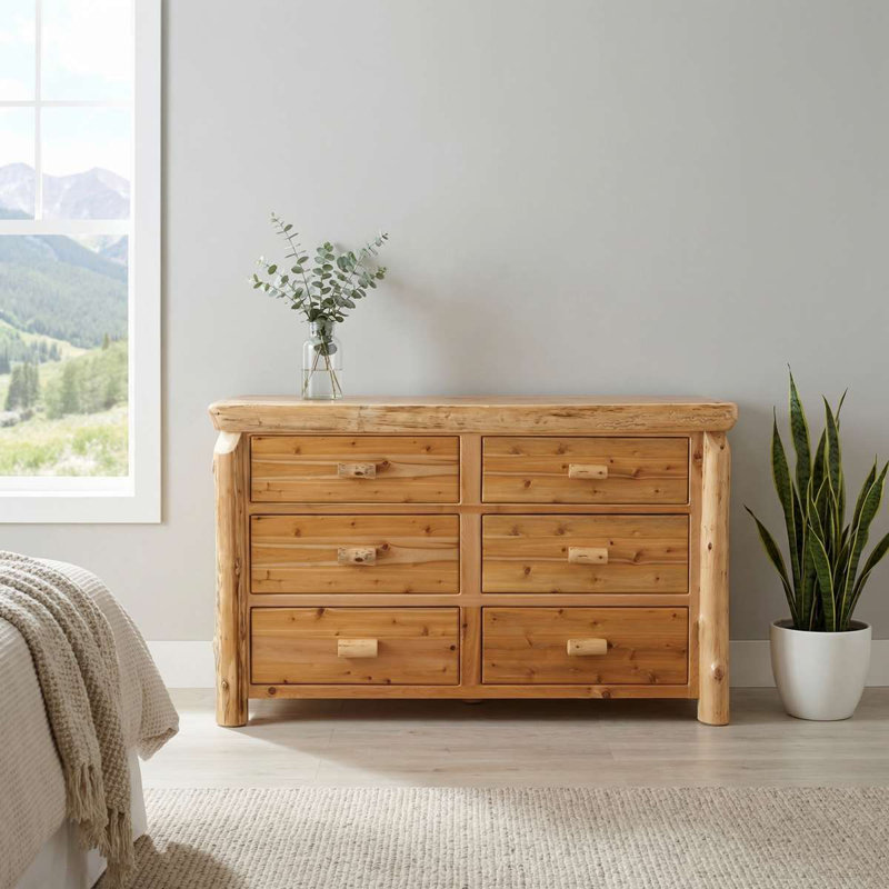 Commode 6 tiroirs Fireside Lodge Cedar, Traditionnel