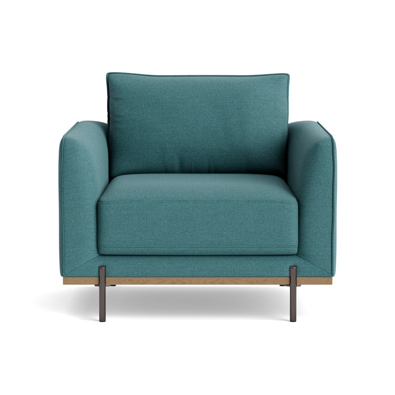 Fauteuil d'appoint en velours azur, vert olive, Velours bleu pacifique