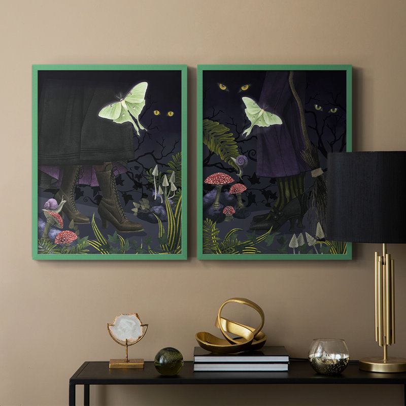 Reproduction encadrée Hallow Forest I-Premium - prête à être accrochée - aucun clou requis - aucun clou requis, Gris