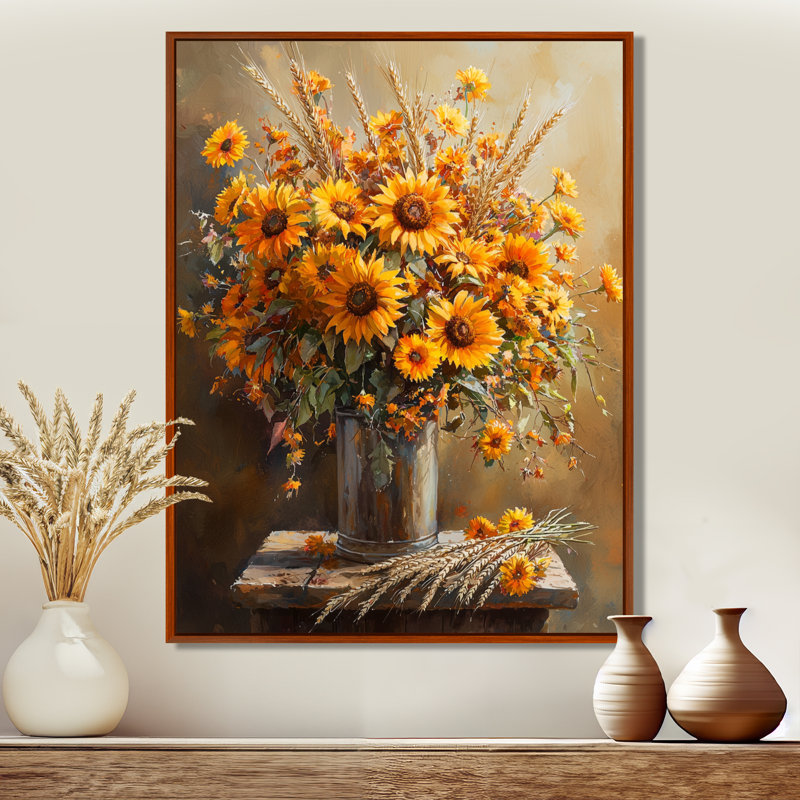 Waycross - impression sur toile florale, H 20 po x l 12 po, Impression encadrée flottante, Brun